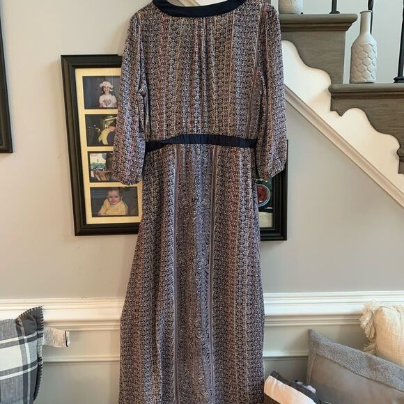Octavia Boho Blue Print V-Neck Maxi Dress sz M EUC - Picture 6 of 7